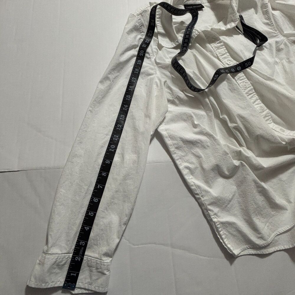 Lane Bryant White Stretch Cotton Button Down Shirt Size 18/20 Career Casual - Picture 7 of 8